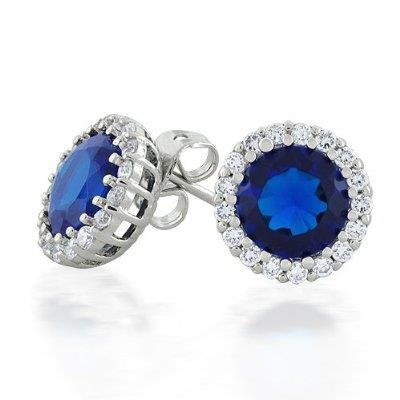 Sri Lanka Sapphire Halo Diamond Stud Boucle d'oreille Bijoux en or 3.60 Ct. - HarryChadEnt.FR