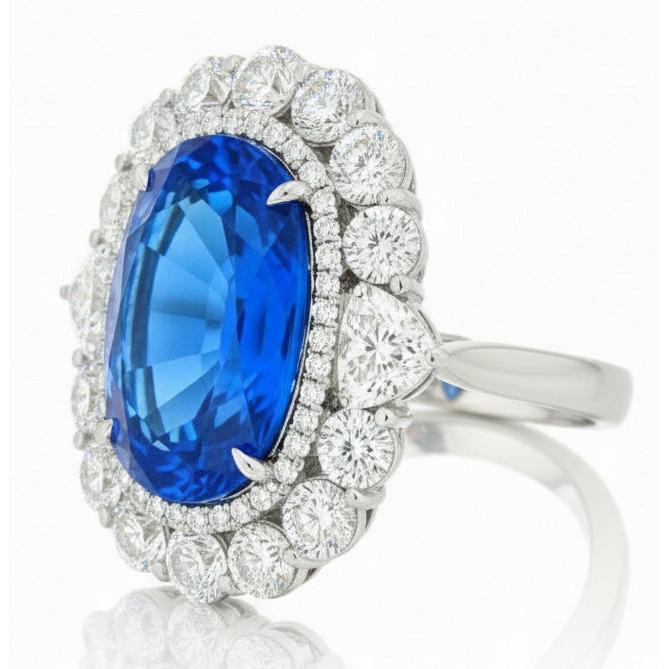 Bague Pierre Précieuse Or Blanc 14 Carats avec Saphir Bleu Royal – vue de côté