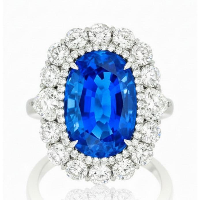 Sophistiqué Saphir Bleu Royal Bague Pierre Précieuse 8,25 carats – vue principale