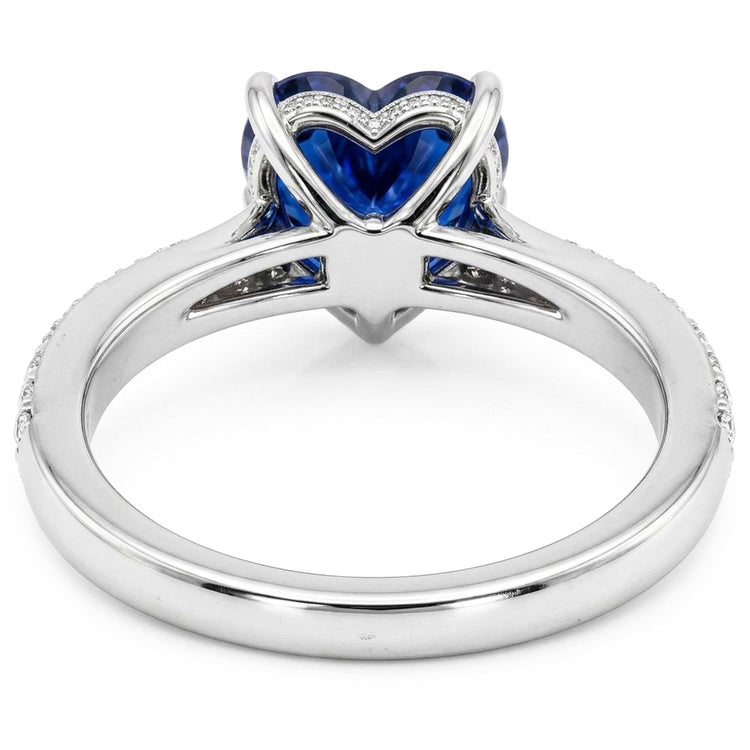 Srilanka Sapphire Gemstone Ring Heart Cut 2.50 Carats Diamond Jewelry