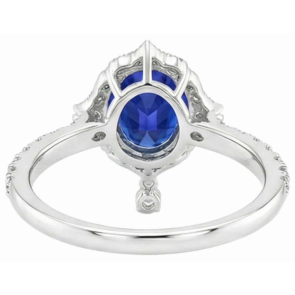 naturel oval saphir 6carats bague vue de profil