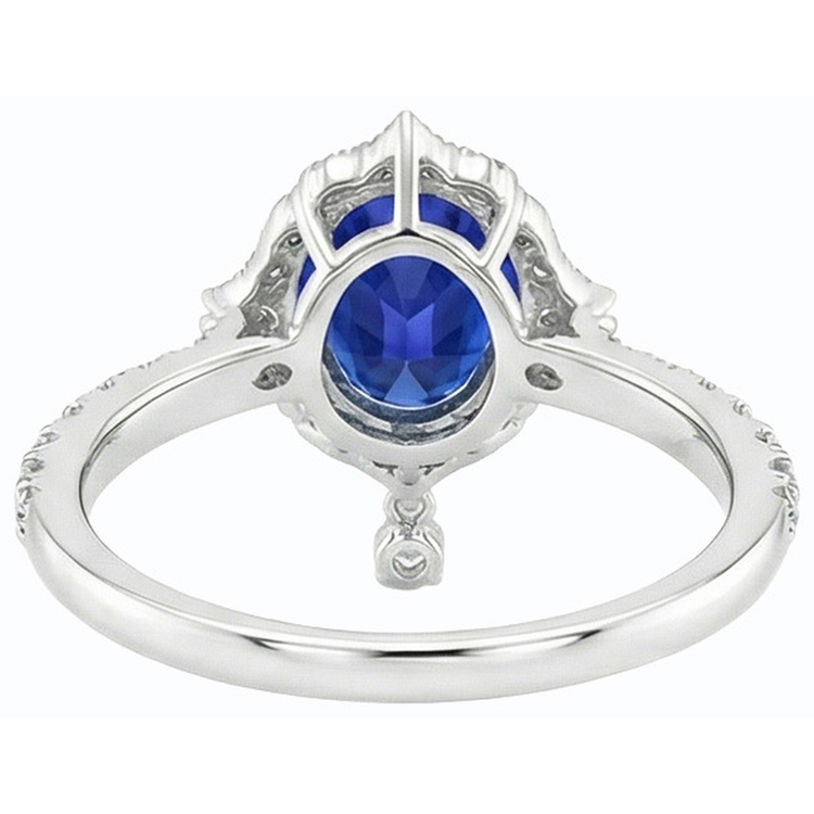 naturel oval saphir 6carats bague vue de profil