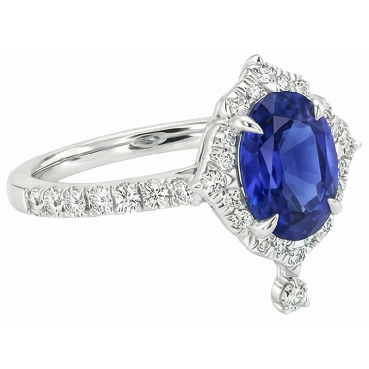 naturel oval saphir 6carats bague sur blanc