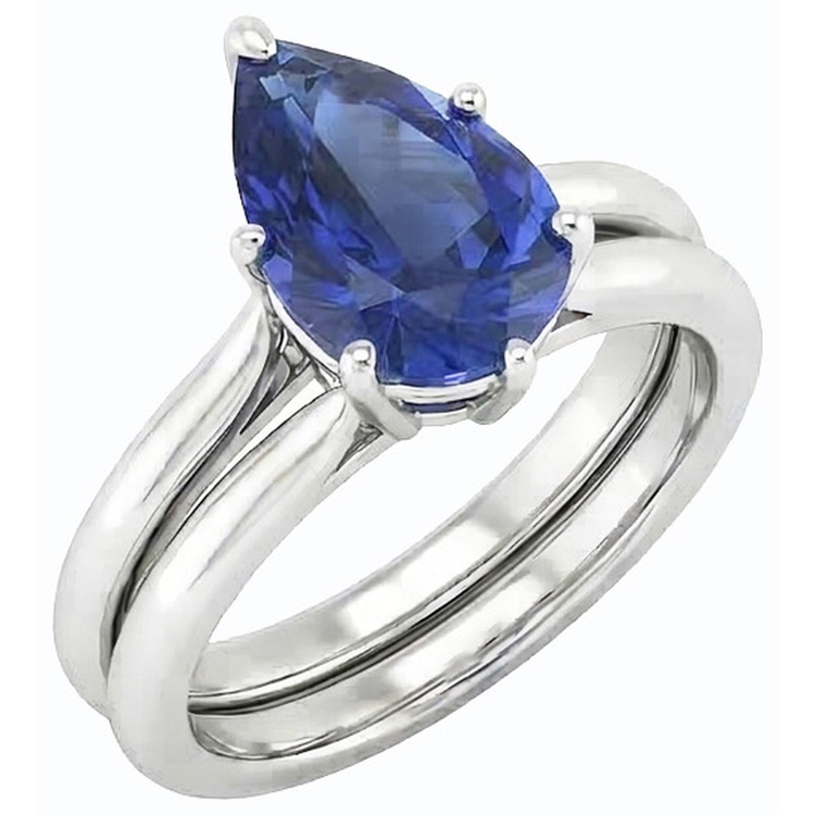 naturel pear saphir 2carats alliance détail rapproché