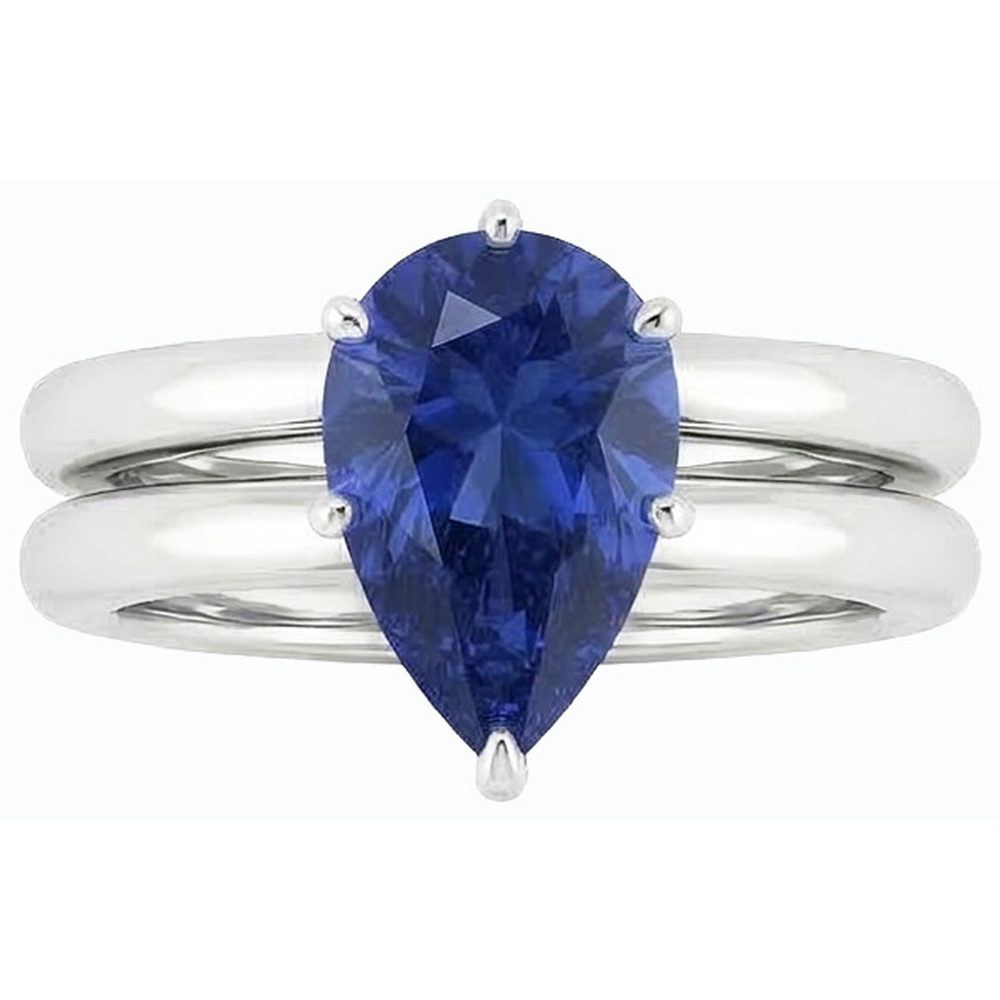 naturel pear saphir 2carats alliance vue de dessus