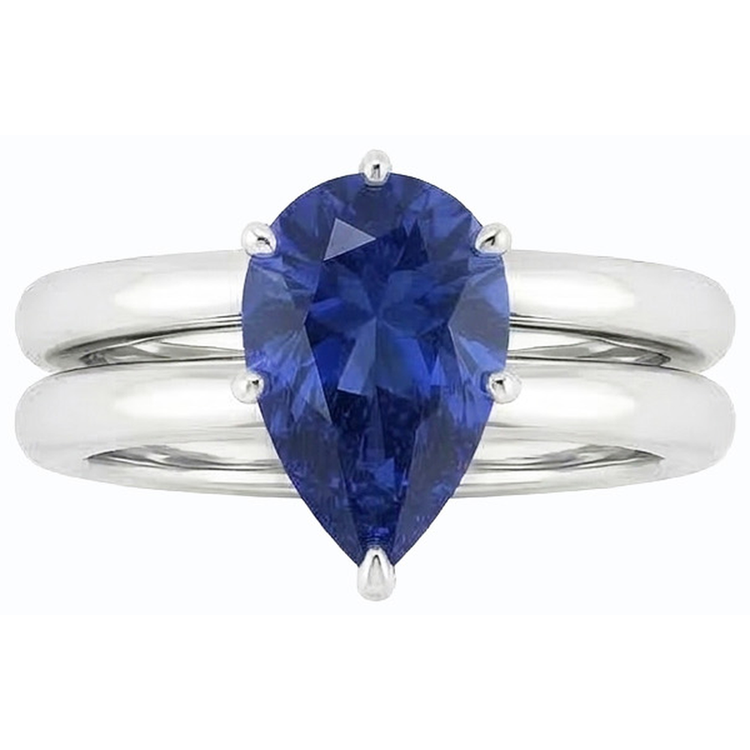 naturel pear saphir 2carats alliance vue de dessus