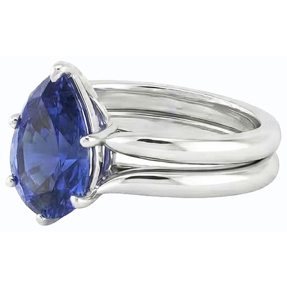naturel pear saphir 2carats alliance vue de profil