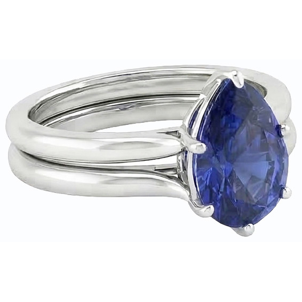 naturel pear saphir 2carats alliance sur blanc