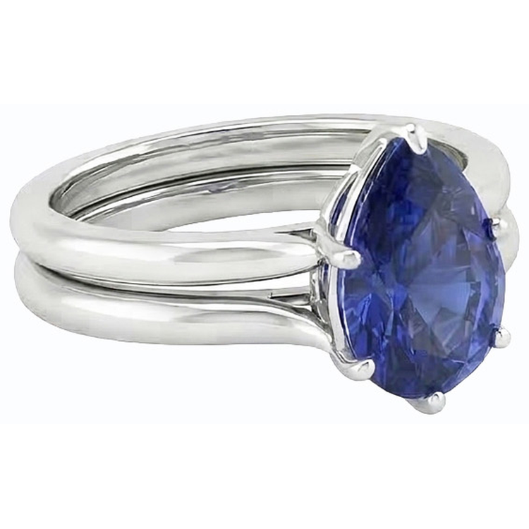naturel pear saphir 2carats alliance sur blanc