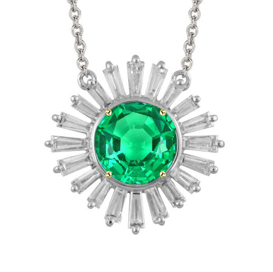 Émeraude Collier Pendentif Pierre 3 carats Or 14K Bicolore – vue principale