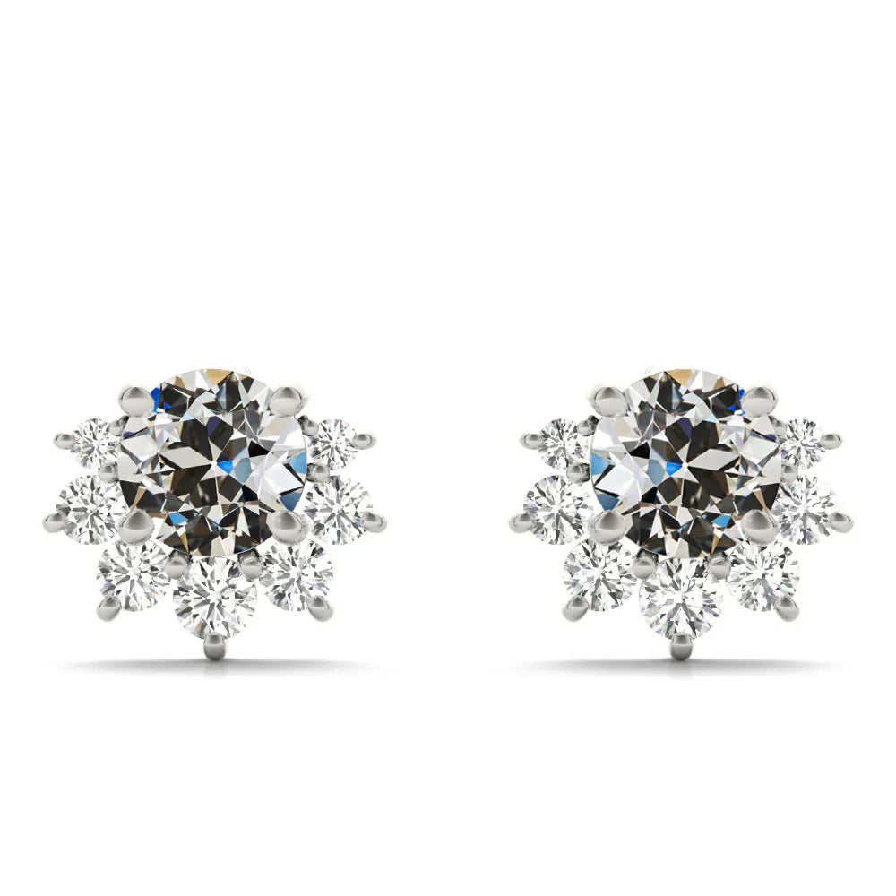 Pendants d'Oreilles Or 14K Blanc avec Diamant – vue principale