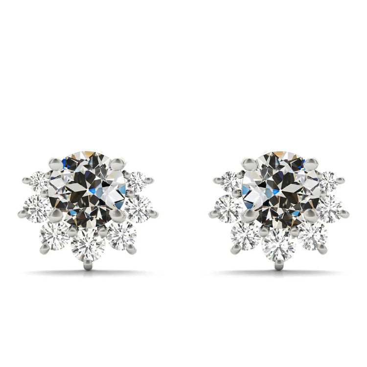 Pendants d'Oreilles Or 14K Blanc avec Diamant – vue principale
