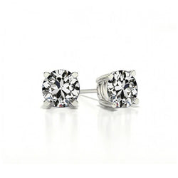 Taille Old Mine Brillant Pendants d'Oreilles en Or Blanc 14
