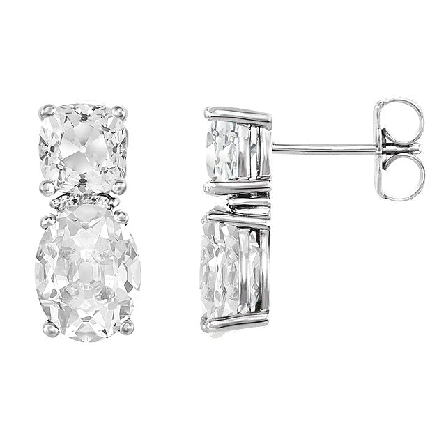 Taille Old Mine Brillant bague en Or Blanc 14 Carats – vue de face