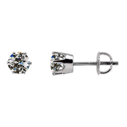 Brillant Puces d'Oreilles de luxe – 1 carats Or Blanc 14 Carats