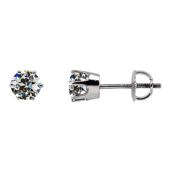 Puces d'Oreilles Or Blanc 14 Carats avec Brillant – vue principale