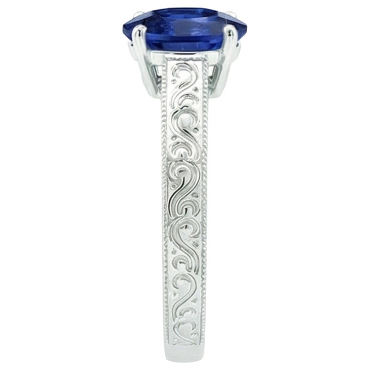 Style Vintage Solitaire Ovale Naturel Bleu Ceylan Saphir 4.50 Carats