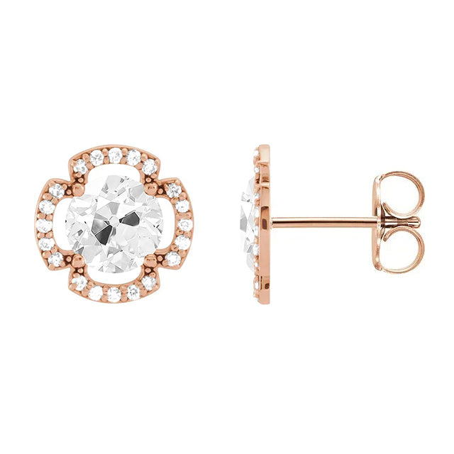 Diamant Boucles d'Oreilles 5,50 carats Or Rose 14 Carats – vue de face
