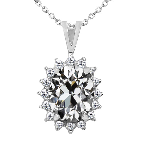 Taille Old Mine Diamant Fin bague en Or Blanc 14 Carats – vue principale