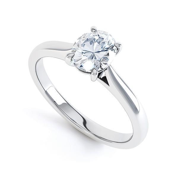 Superbe Alliance Solitaire Réel Diamant Taille Ovale 1.90 Carats Neuf