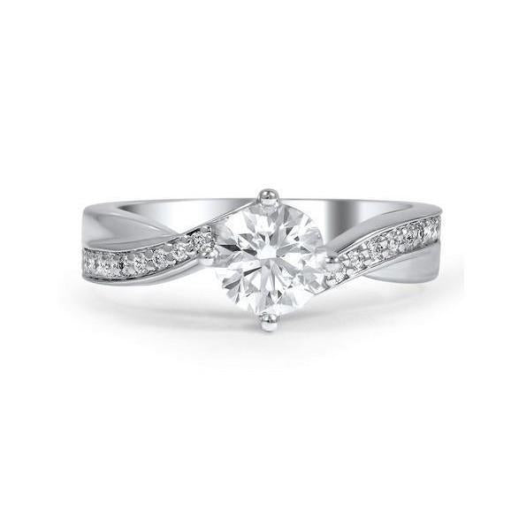 Superbe Bague D'anniversaire Avec Réel Diamants 2.80 Ct Sertie De Griffes En Or Blanc