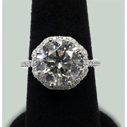 Superbe Bague En Réel Diamant Halo De 7 Carats