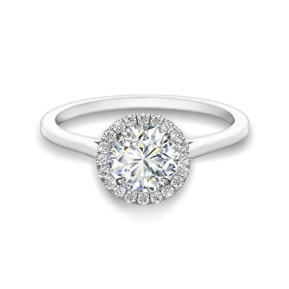 Superbe Bague Halo De Réel Diamants Coupe Ronde 3 Carats