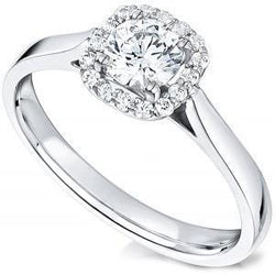 Superbe Bague Réel Diamant Taille Brillant 1.75 Carats Halo En Or Blanc