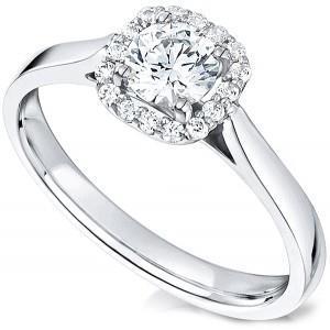 Superbe Bague Réel Diamant Taille Brillant 1.75 Carats Halo En Or Blanc