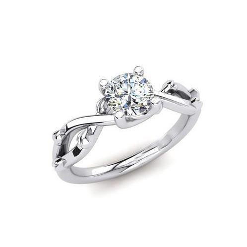 Superbe Bague Solitaire En Réel Diamant Rond De 1.75 Carat En Or Blanc 14K