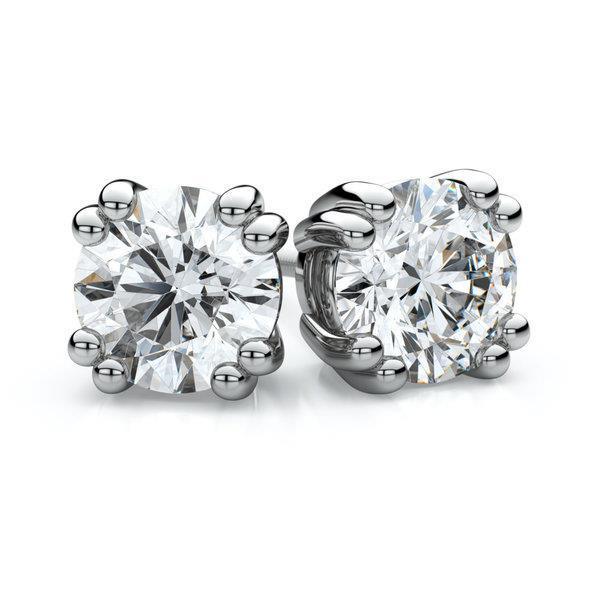 Superbe Boucle D'Oreille Véritable Diamants Ronds Taille Brillant De 4 Cts En Or Blanc