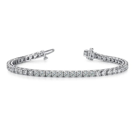 Superbe Bracelet Tennis Lady en Or Blanc Taille Ronde 6.72 Ct Réel Diamants