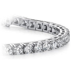 Superbe Bracelet Tennis Réel Diamant Rond 6 Carats Or Blanc 14k