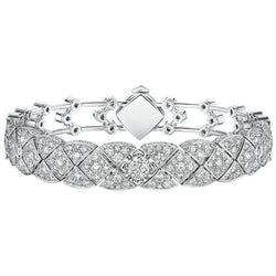 Superbe Bracelet Véritable Diamant Rond En Or Blanc Massif 14K 7 Carats