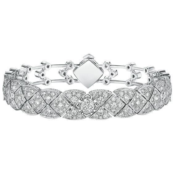 Superbe Bracelet Véritable Diamant Rond En Or Blanc Massif 14K 7 Carats