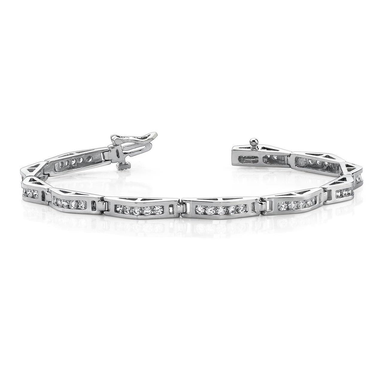 Superbe Bracelet Véritable Diamant Rond Or Blanc Massif 5.50 Carats
