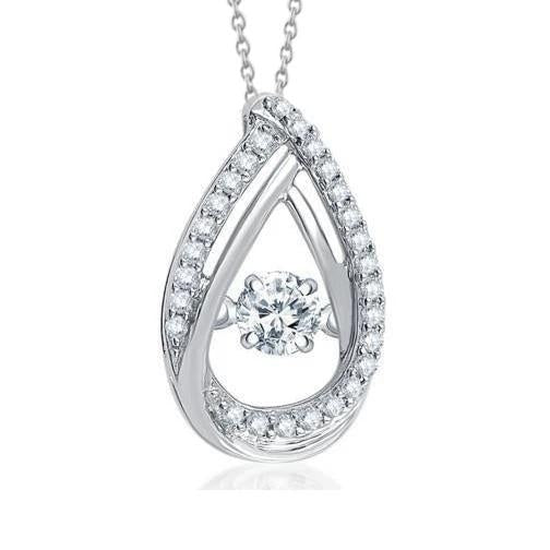 Superbe Collier Pendentif Naturel Diamant Rond Taille Brillant 1.18 Ct. GT 14K
