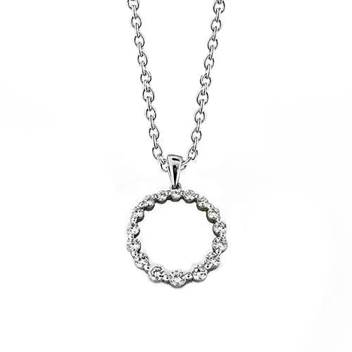 Superbe Collier Pendentif Naturel Diamants 2.00 Carats Or Blanc 14K