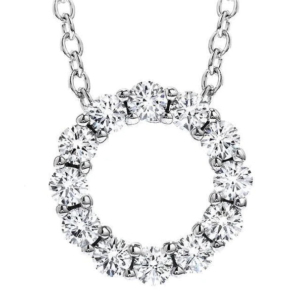Superbe Collier Pendentif Réel Diamant De Forme Ronde 2.40 Ct. Or Blanc 14K
