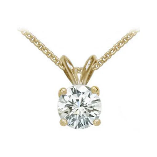 Superbe Collier Pendentif Réel Diamant Et Chaîne En Or Jaune 0.75 Ct