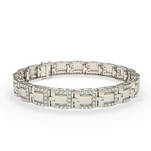 Superbe Petit Bracelet À Maillons Pour Hommes Avec Véritable Diamants 7 Carats 14K WG
