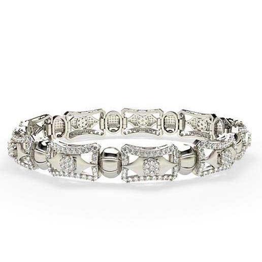 Superbe Petit Bracelet A Maillons Pour Hommes De 5.85 Carats. Naturel Diamants 14K Wg