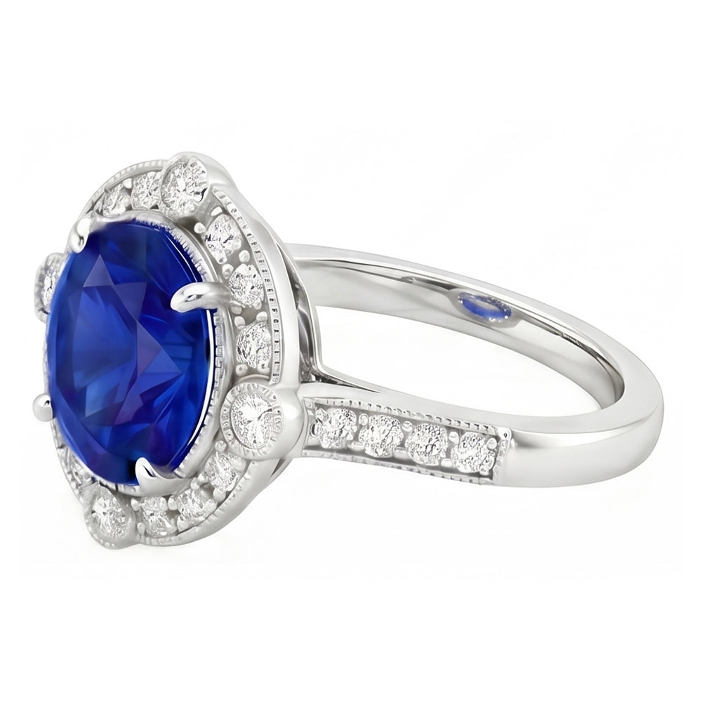 naturel round diamant 5.61carats bague vue de profil