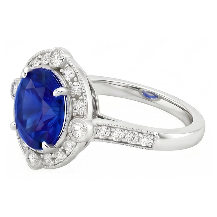 naturel round diamant 5.61carats bague vue de profil