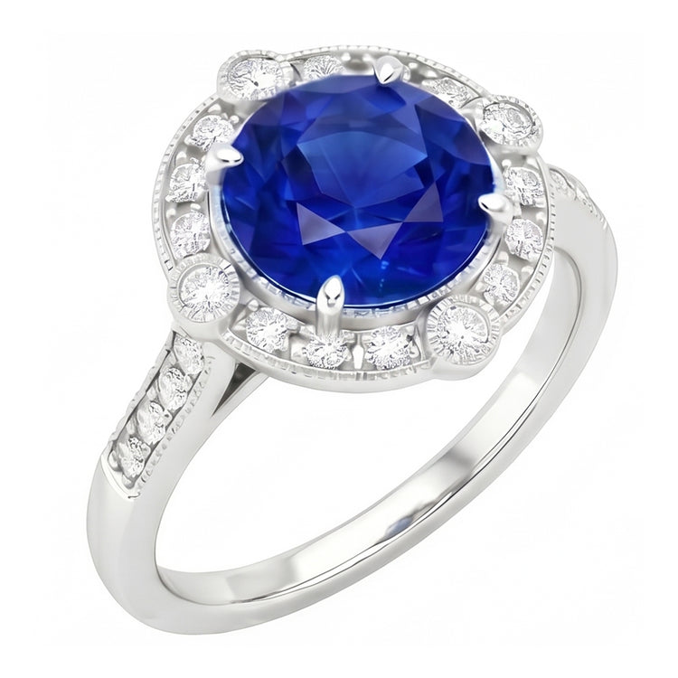 naturel round diamant 5.61carats bague vue de face