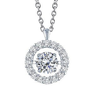 Superbe collier de Réel diamants Coupe Ronde pendentif 7 carats en or blanc massif