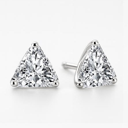Superbe Boucle D'Oreille Femme Réel Diamant Taille Trilliant 2 Carats Or Blanc