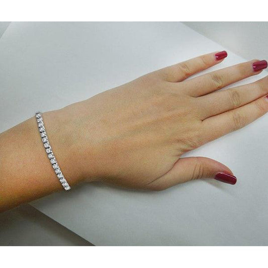 Superbe Bracelet Tennis Réel Diamant Rond 6 Carats Or Blanc 14k