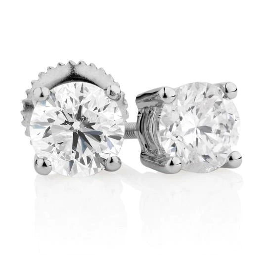 Superbes Boucles D'Oreilles Rondes Solitaire 4 Carats Réel Diamant Femme