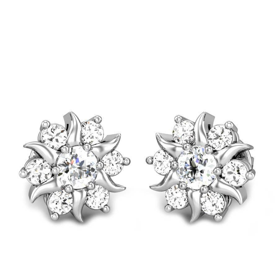 Superbes Boucles D'oreilles Halo Avec Naturel Diamants De Coupe Ronde De 3.40 Ct